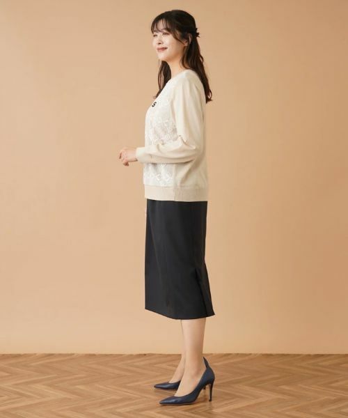 Leilian PLUS HOUSE / レリアンプラスハウス ニット・セーター | レース切替ロゴニット【ROCHAS Premiere】 | 詳細2