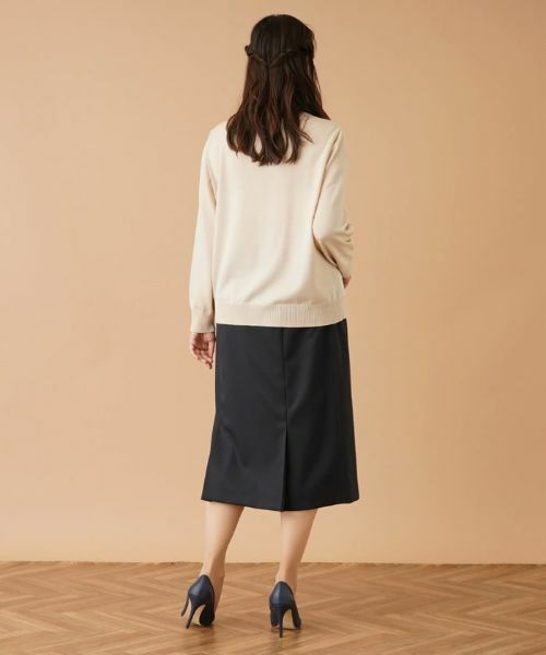 Leilian PLUS HOUSE / レリアンプラスハウス ニット・セーター | レース切替ロゴニット【ROCHAS Premiere】 | 詳細3