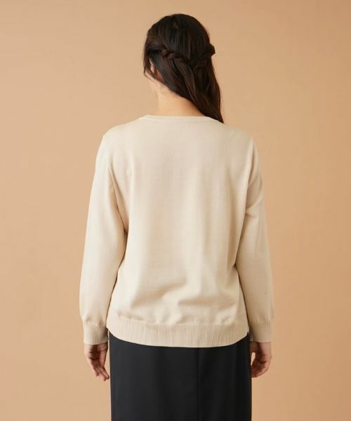 Leilian PLUS HOUSE / レリアンプラスハウス ニット・セーター | レース切替ロゴニット【ROCHAS Premiere】 | 詳細6