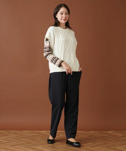Leilian PLUS HOUSE / レリアンプラスハウス テーラードジャケット | ケーブル編みニットベスト【ROCHAS Premiere】 | 詳細1