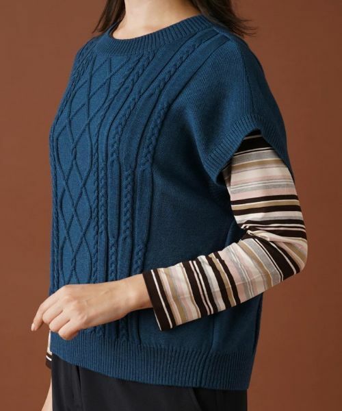 Leilian PLUS HOUSE / レリアンプラスハウス テーラードジャケット | ケーブル編みニットベスト【ROCHAS Premiere】 | 詳細12