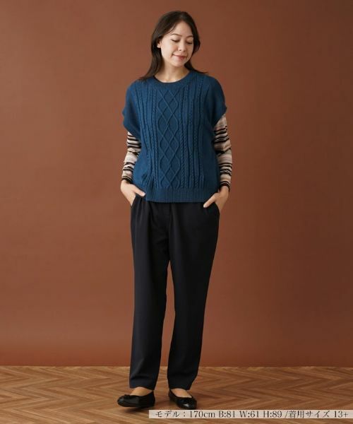 Leilian PLUS HOUSE / レリアンプラスハウス テーラードジャケット | ケーブル編みニットベスト【ROCHAS Premiere】 | 詳細4