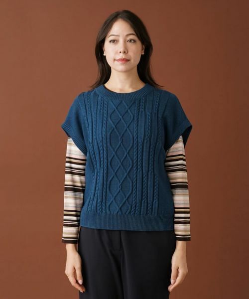 Leilian PLUS HOUSE / レリアンプラスハウス テーラードジャケット | ケーブル編みニットベスト【ROCHAS Premiere】 | 詳細7