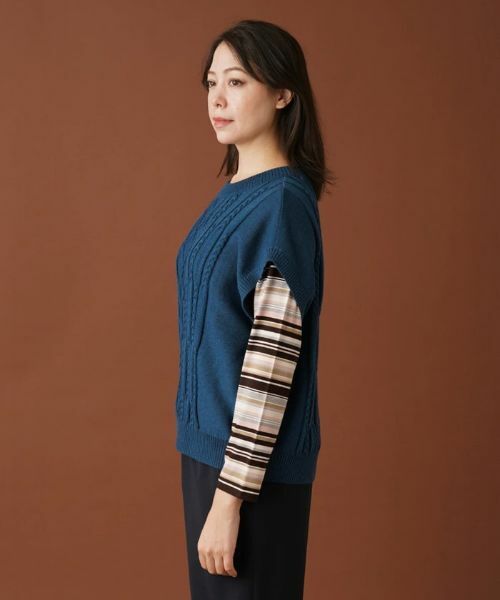 Leilian PLUS HOUSE / レリアンプラスハウス テーラードジャケット | ケーブル編みニットベスト【ROCHAS Premiere】 | 詳細8