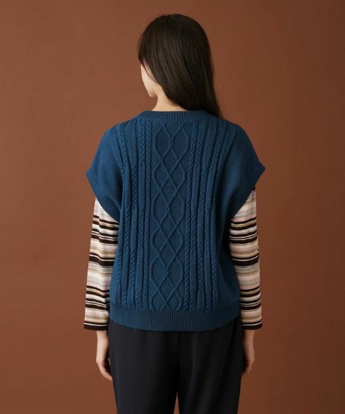 Leilian PLUS HOUSE / レリアンプラスハウス テーラードジャケット | ケーブル編みニットベスト【ROCHAS Premiere】 | 詳細9