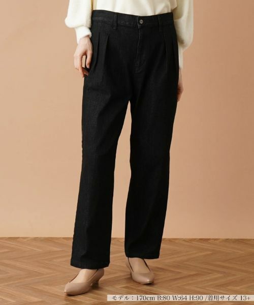 Leilian PLUS HOUSE / レリアンプラスハウス デニムパンツ | ツータックジーンズ【L JEANS】(ブラック)