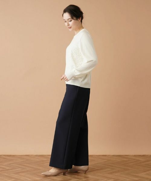 Leilian PLUS HOUSE / レリアンプラスハウス ニット・セーター | レース切替ニットプルオーバー | 詳細2