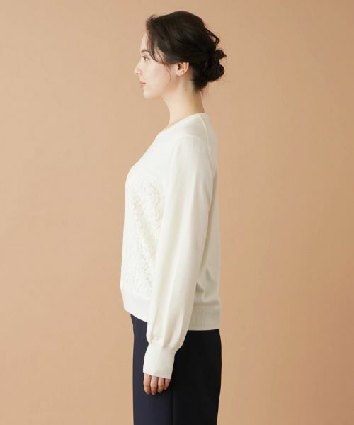Leilian PLUS HOUSE / レリアンプラスハウス ニット・セーター | レース切替ニットプルオーバー | 詳細5