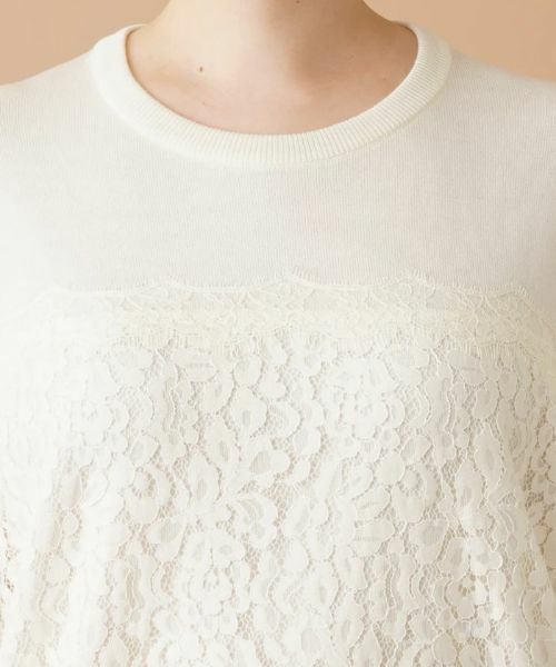 Leilian PLUS HOUSE / レリアンプラスハウス ニット・セーター | レース切替ニットプルオーバー | 詳細7