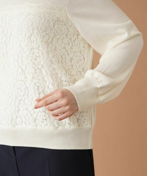 Leilian PLUS HOUSE / レリアンプラスハウス ニット・セーター | レース切替ニットプルオーバー | 詳細9