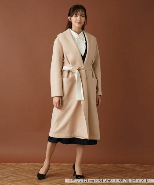 Leilian PLUS HOUSE/レリアンプラスハウス ビッグショールカラーコート キャメル 13+ Leilian PLUS HOUSE/レリアンプラスハウス ビッグショールカラーコート キャメル 13+