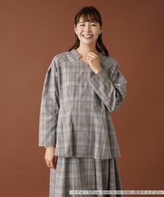 Leilian PLUS HOUSE / レリアンプラスハウス シャツ・ブラウス | 【セットアップ対応商品】チェックペプラムブラウス【Leilian：EZUMI】