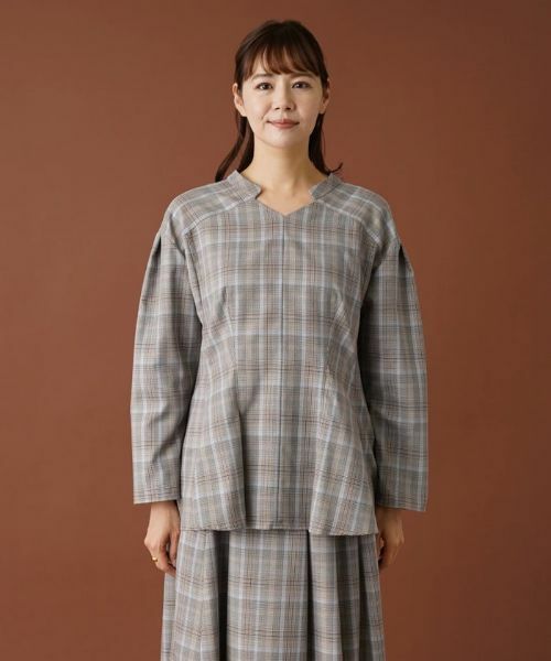 Leilian PLUS HOUSE / レリアンプラスハウス シャツ・ブラウス | 【セットアップ対応商品】チェックペプラムブラウス【Leilian：EZUMI】 | 詳細4