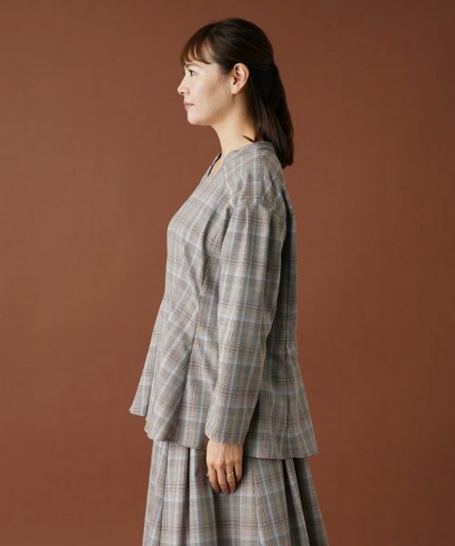 Leilian PLUS HOUSE / レリアンプラスハウス シャツ・ブラウス | 【セットアップ対応商品】チェックペプラムブラウス【Leilian：EZUMI】 | 詳細5