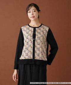 Leilian PLUS HOUSE / レリアンプラスハウス カーディガン・ボレロ | 幾何学柄切替カーディガン