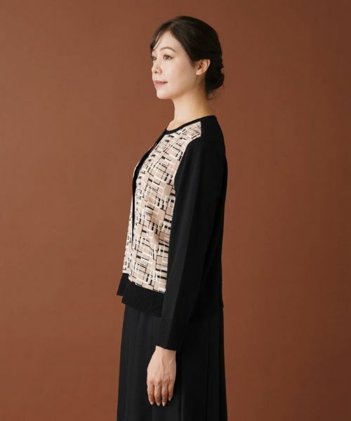 Leilian PLUS HOUSE / レリアンプラスハウス カーディガン・ボレロ | 幾何学柄切替カーディガン | 詳細5