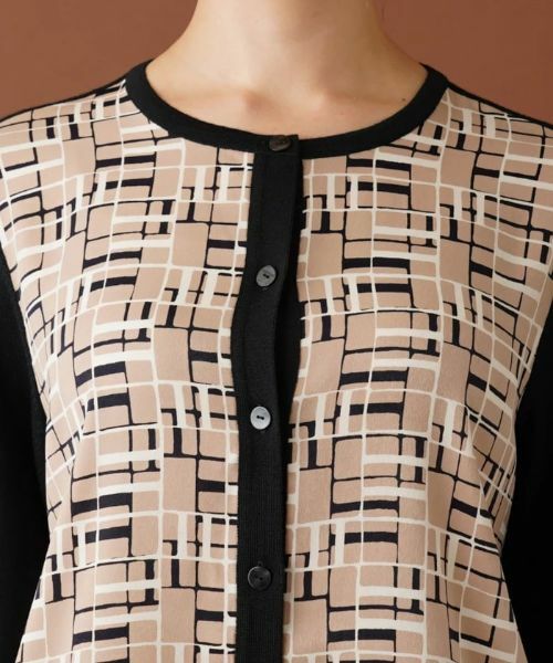 Leilian PLUS HOUSE / レリアンプラスハウス カーディガン・ボレロ | 幾何学柄切替カーディガン | 詳細7