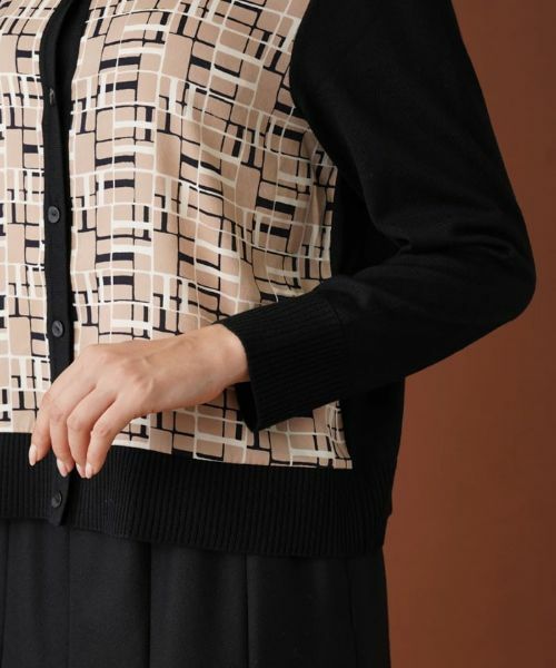 Leilian PLUS HOUSE / レリアンプラスハウス カーディガン・ボレロ | 幾何学柄切替カーディガン | 詳細9
