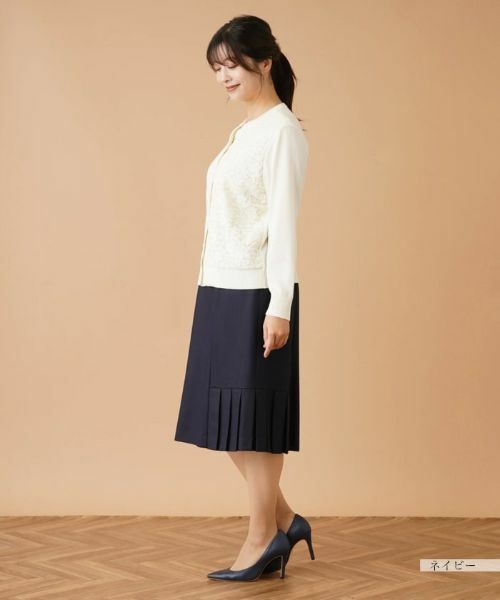 Leilian PLUS HOUSE / レリアンプラスハウス ミニ・ひざ丈スカート | プリーツヘム切替スカート | 詳細2