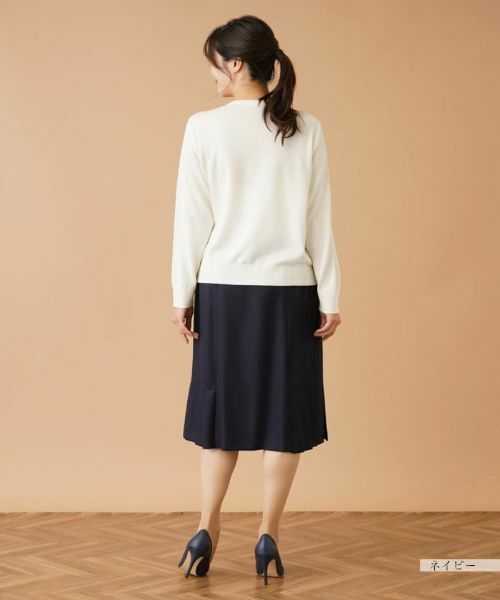 Leilian PLUS HOUSE / レリアンプラスハウス ミニ・ひざ丈スカート | プリーツヘム切替スカート | 詳細3
