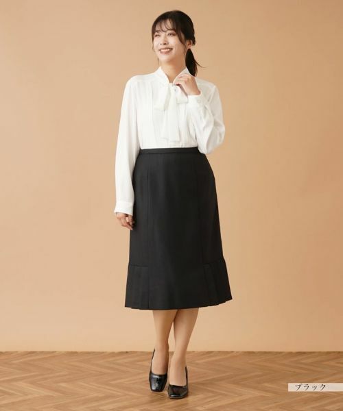 Leilian PLUS HOUSE / レリアンプラスハウス ミニ・ひざ丈スカート | プリーツヘム切替スカート | 詳細4