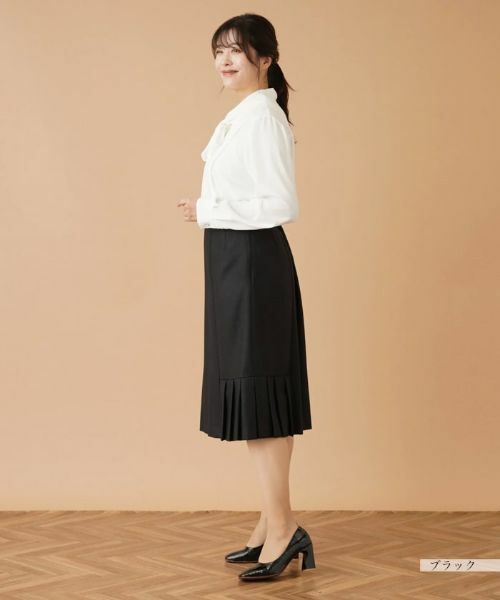 Leilian PLUS HOUSE / レリアンプラスハウス ミニ・ひざ丈スカート | プリーツヘム切替スカート | 詳細5