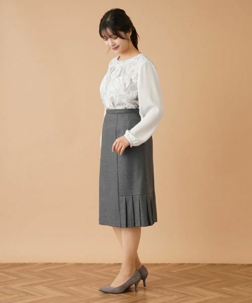 Leilian PLUS HOUSE / レリアンプラスハウス ミニ・ひざ丈スカート | プリーツヘム切替スカート | 詳細8