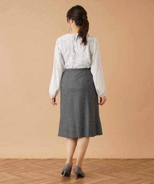Leilian PLUS HOUSE / レリアンプラスハウス ミニ・ひざ丈スカート | プリーツヘム切替スカート | 詳細9