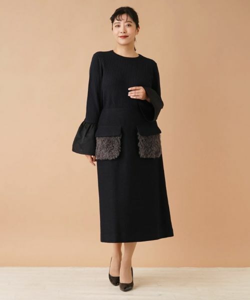 Leilian PLUS HOUSE / レリアンプラスハウス ニット・セーター | 切替ベルスリーブリブニット【Leilian：EZUMI】 | 詳細1