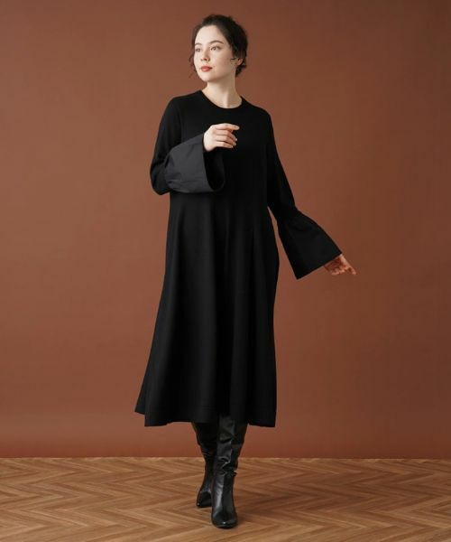 Leilian PLUS HOUSE / レリアンプラスハウス ドレス | ベルスリーブ切替フレアワンピース【Leilian：EZUMI】 | 詳細13