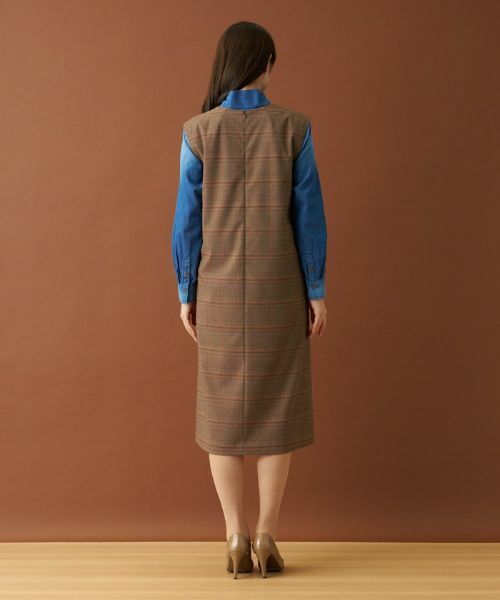 Leilian PLUS HOUSE / レリアンプラスハウス ロング・マキシ丈ワンピース | 【店舗人気】チェックVネックジャンパースカート | 詳細15