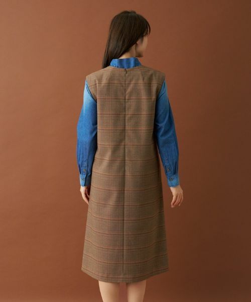 Leilian PLUS HOUSE / レリアンプラスハウス ロング・マキシ丈ワンピース | 【店舗人気】チェックVネックジャンパースカート | 詳細19