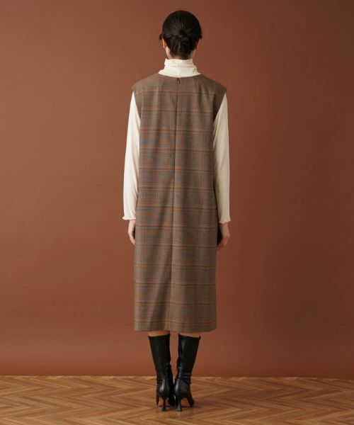 Leilian PLUS HOUSE / レリアンプラスハウス ロング・マキシ丈ワンピース | 【店舗人気】チェックVネックジャンパースカート | 詳細6