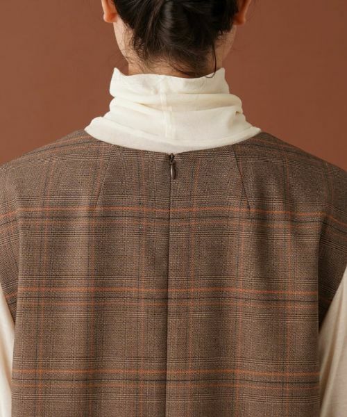 Leilian PLUS HOUSE / レリアンプラスハウス ロング・マキシ丈ワンピース | 【店舗人気】チェックVネックジャンパースカート | 詳細8