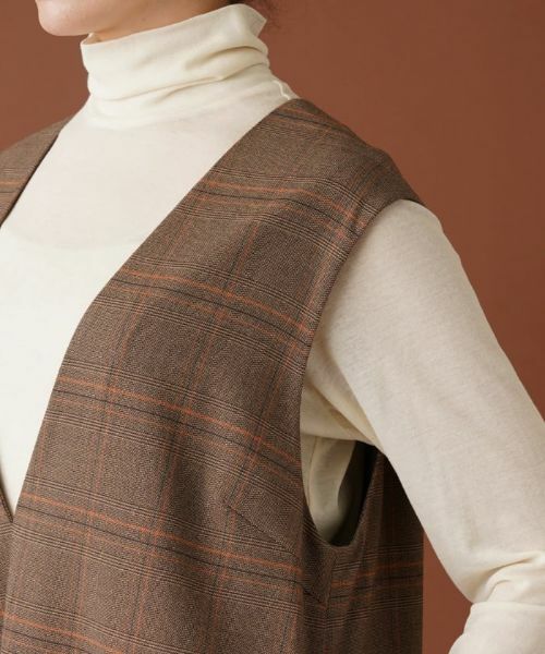 Leilian PLUS HOUSE / レリアンプラスハウス ロング・マキシ丈ワンピース | 【店舗人気】チェックVネックジャンパースカート | 詳細9