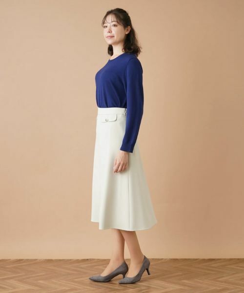 Leilian PLUS HOUSE / レリアンプラスハウス ミニ・ひざ丈スカート | 二重織りフレアスカート | 詳細13