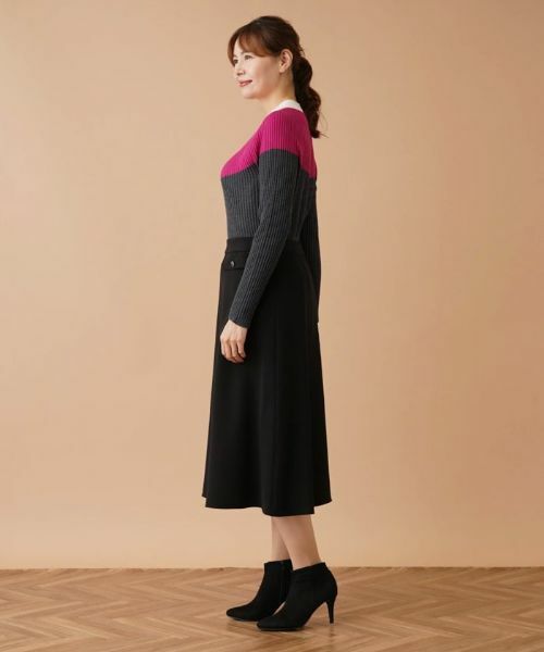 Leilian PLUS HOUSE / レリアンプラスハウス ミニ・ひざ丈スカート | 二重織りフレアスカート | 詳細2