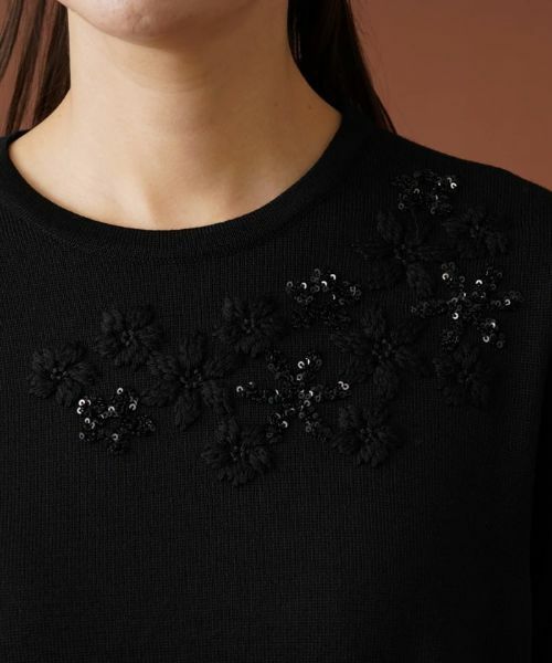 Leilian PLUS HOUSE / レリアンプラスハウス ニット・セーター | スパンコール刺繍クルーネックニット【プラス企画】 | 詳細12