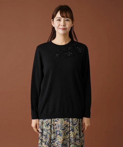 Leilian PLUS HOUSE / レリアンプラスハウス ニット・セーター | スパンコール刺繍クルーネックニット【プラス企画】 | 詳細8