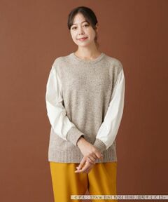 Leilian PLUS HOUSE / レリアンプラスハウス ニット・セーター | 異素材スリーブニットプルオーバー【NEMIKA】