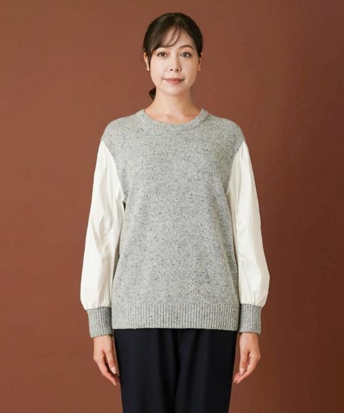 Leilian PLUS HOUSE / レリアンプラスハウス ニット・セーター | 異素材スリーブニットプルオーバー【NEMIKA】 | 詳細4
