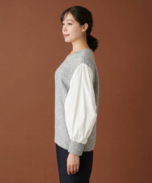 Leilian PLUS HOUSE / レリアンプラスハウス ニット・セーター | 異素材スリーブニットプルオーバー【NEMIKA】 | 詳細5