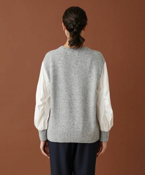 Leilian PLUS HOUSE / レリアンプラスハウス ニット・セーター | 異素材スリーブニットプルオーバー【NEMIKA】 | 詳細6