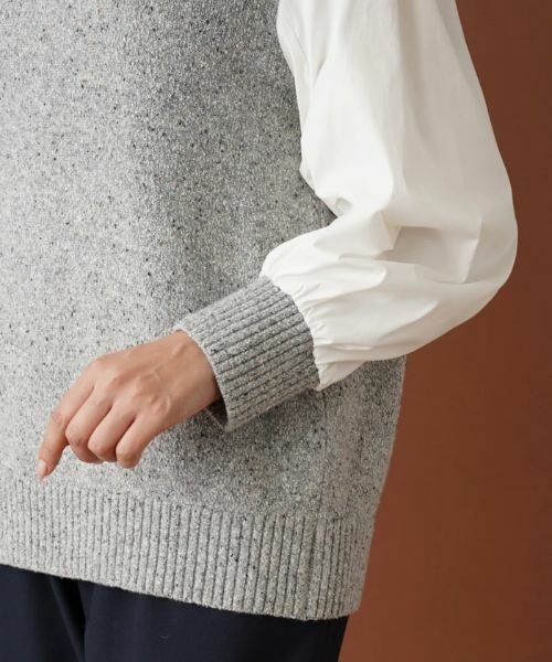 Leilian PLUS HOUSE / レリアンプラスハウス ニット・セーター | 異素材スリーブニットプルオーバー【NEMIKA】 | 詳細9