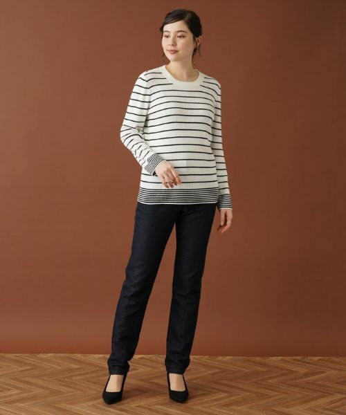 Leilian PLUS HOUSE / レリアンプラスハウス ニット・セーター | ボーダーリブニット【NEMIKA】 | 詳細1