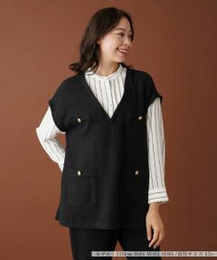 Leilian PLUS HOUSE / レリアンプラスハウス シャツ・ブラウス | ベストレイヤード風トップス【プラス企画】