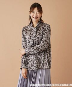 Leilian PLUS HOUSE / レリアンプラスハウス シャツ・ブラウス | レオパード柄ボウタイブラウス