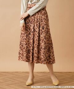 Leilian PLUS HOUSE / レリアンプラスハウス ミニ・ひざ丈スカート | レオパード柄フレアスカート