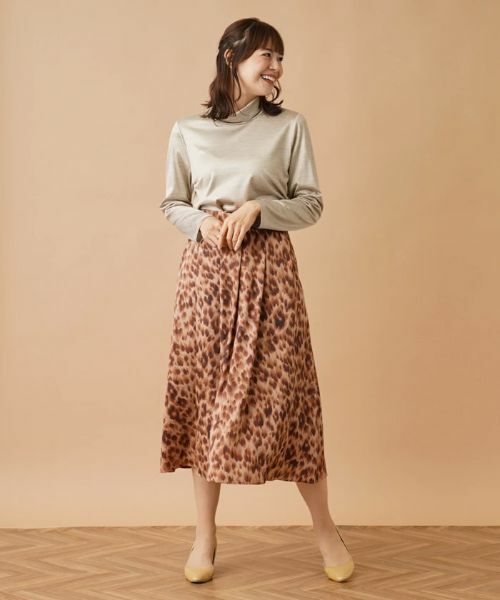Leilian PLUS HOUSE / レリアンプラスハウス ミニ・ひざ丈スカート | レオパード柄フレアスカート | 詳細13