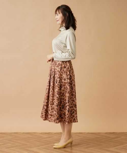 Leilian PLUS HOUSE / レリアンプラスハウス ミニ・ひざ丈スカート | レオパード柄フレアスカート | 詳細14